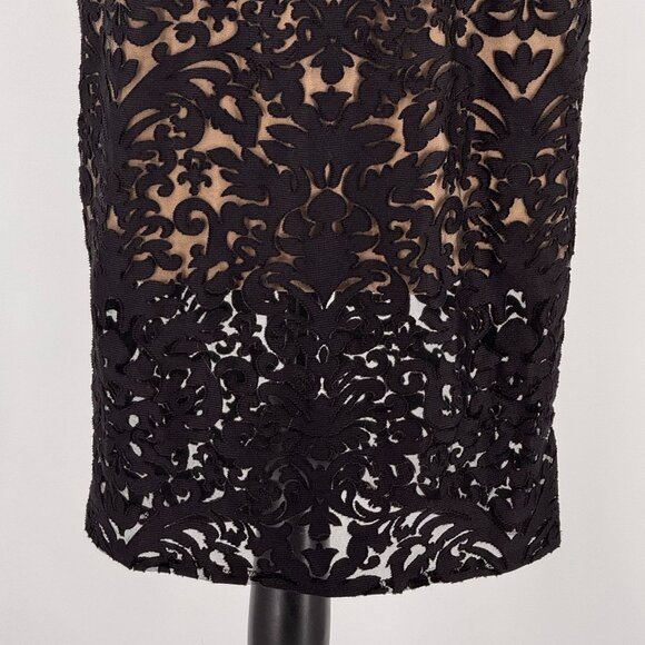 Vtg Xscape Lace Overlay Dress Women 8 Sheer Illusion Sleeveless Black Halter Y2k - Picture 6 of 8